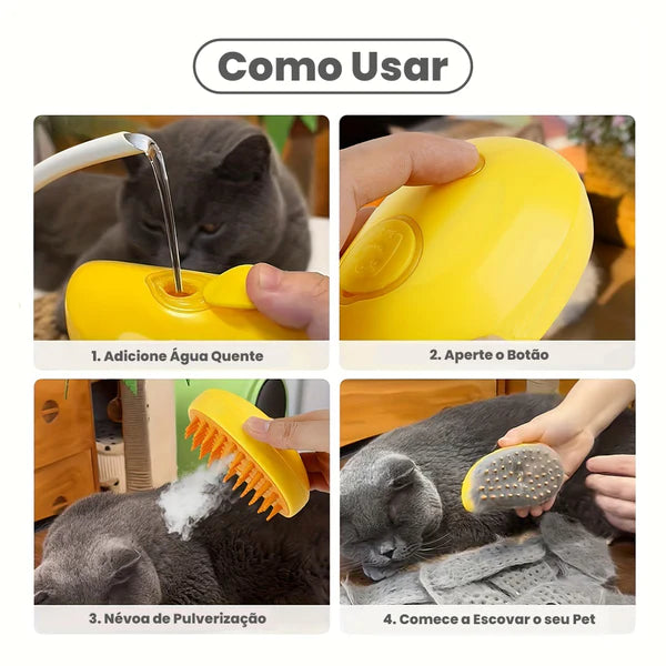 Escova a Vapor para Cães e Gatos